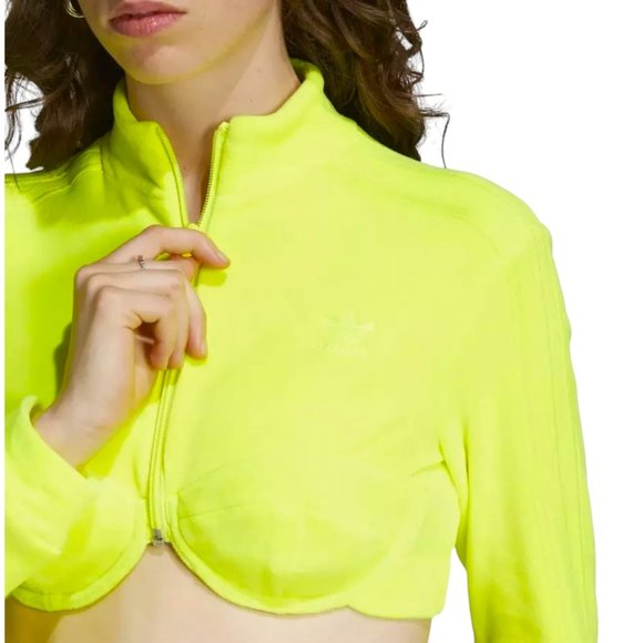 Adidas Originals x Jeremy Scott Velour Track Jacket Womens Size M Neon Yellow - Picture 5 of 8